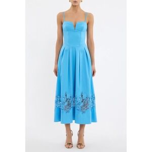 Rebecca Vallance "Montreux" Lace Midi Dress (Blue) – AU 8 (US 4) MSRP $735 NWT